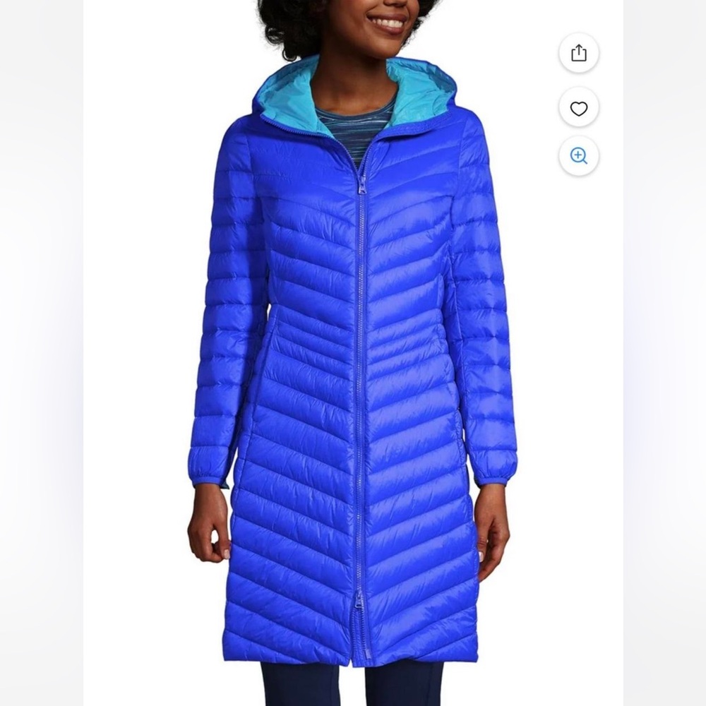 Lands' End Women's Vibrant Blue Hooded Puffer Jacket